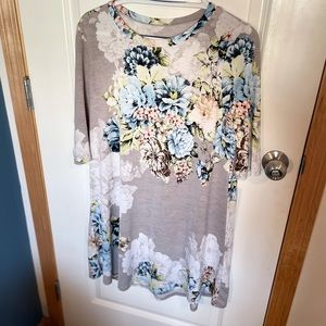 Heather Gray Floral Dress - Medium